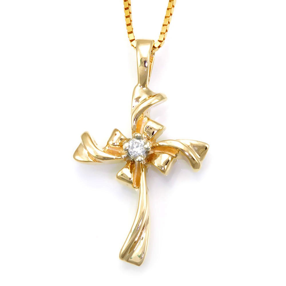 Cross Diamond Pendant in 14K Yellow Gold