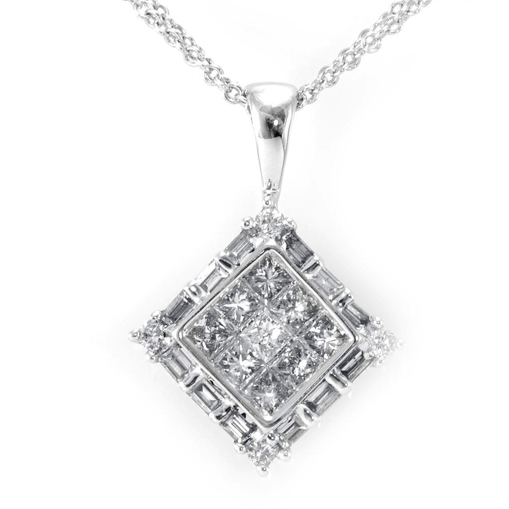 Shop Sideways Square Diamond Pendant in 14K White Gold