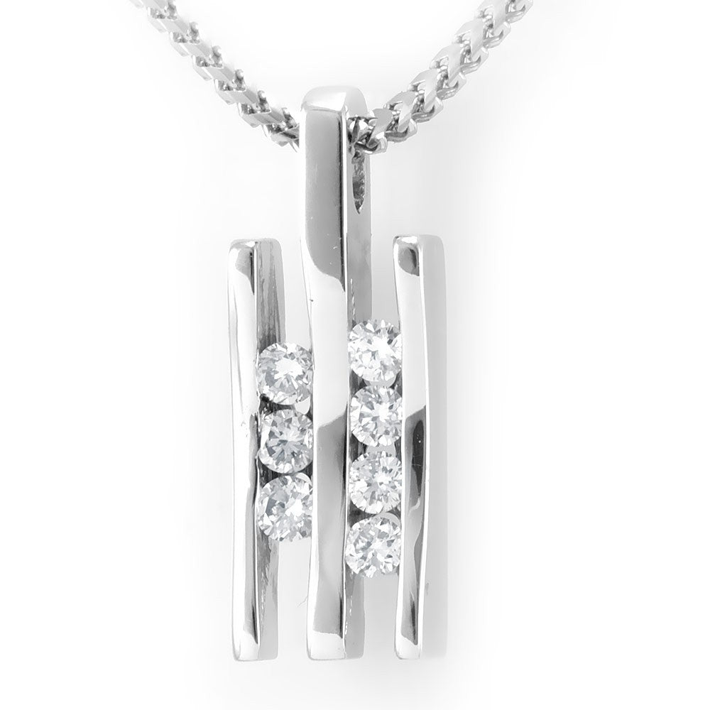 Double Bar Diamond Slider Pendant in 14K White Gold