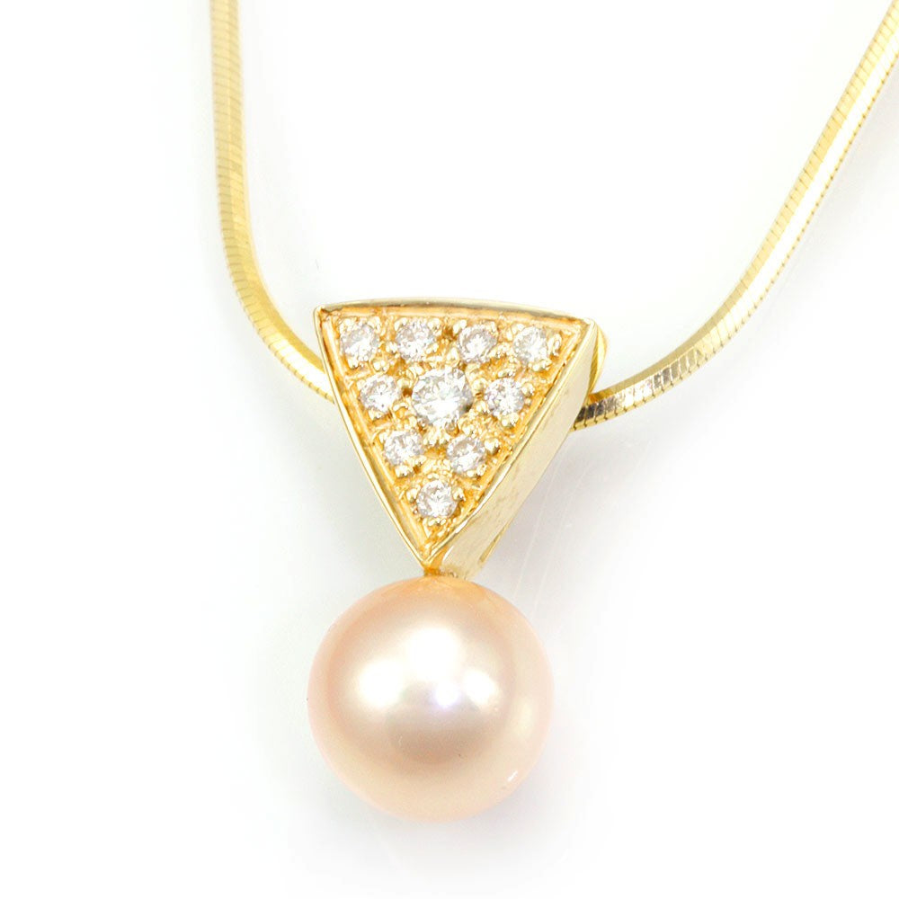 Champagne Pearl Diamond Slider Pendant in 14K Yellow Gold