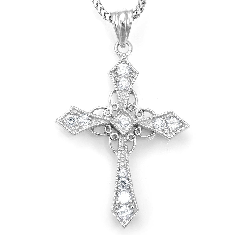 Cross Diamond Pendant in 14K White Gold