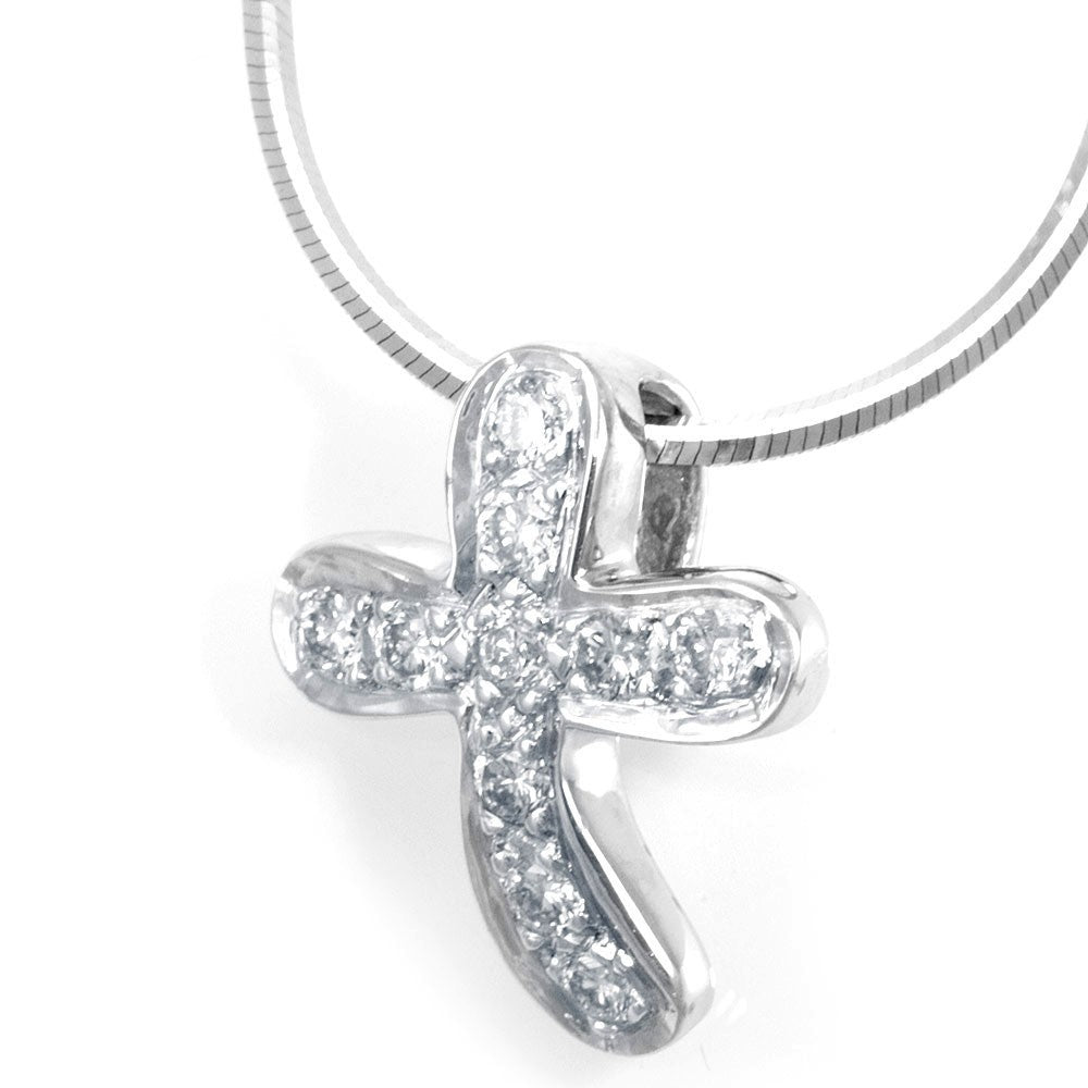 Cross Diamond Pendant in 14K White Gold