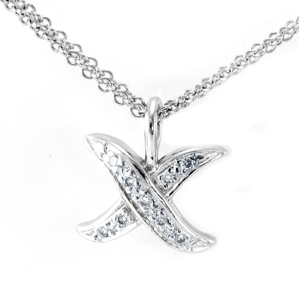 X Diamond Pendant in 14K White Gold