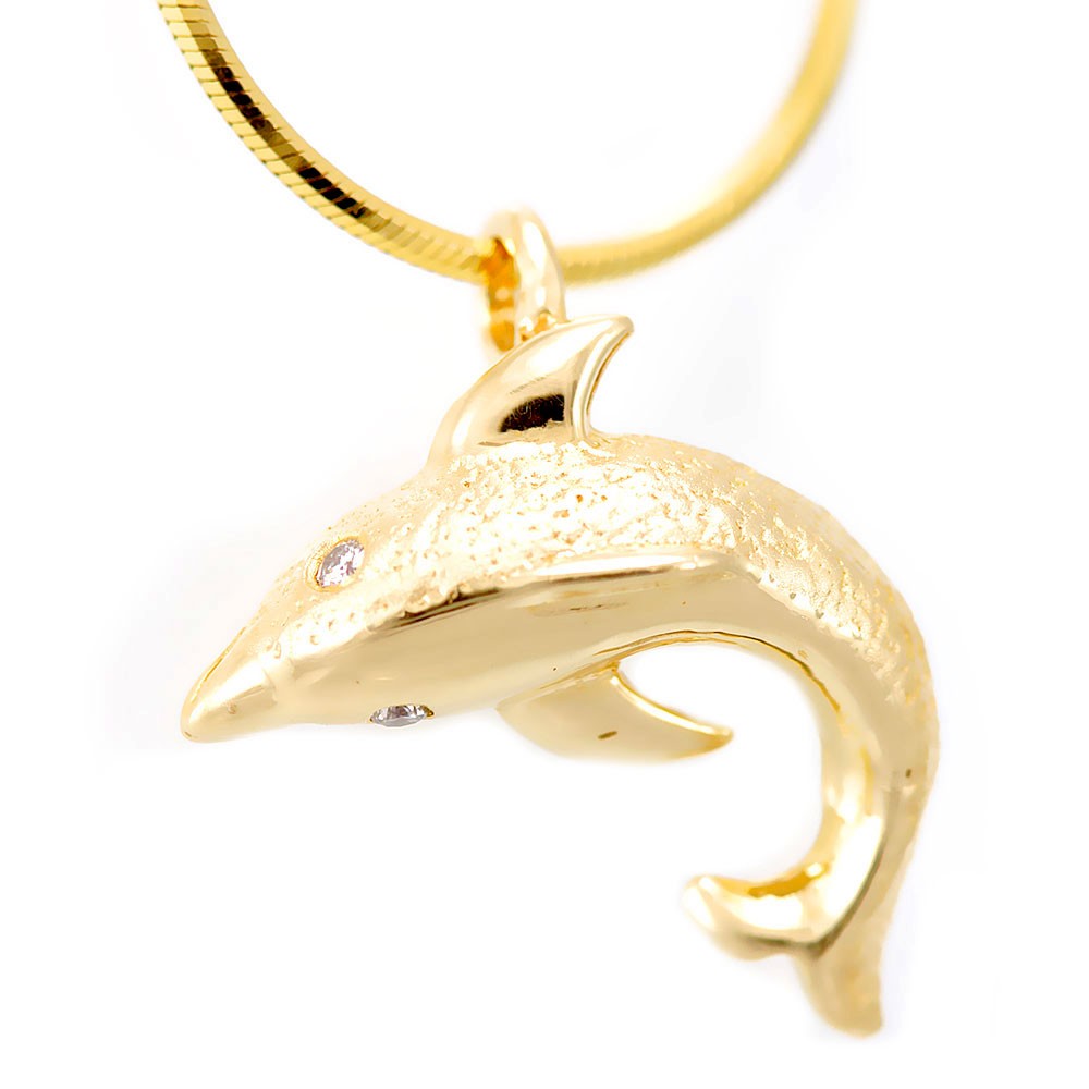 Shark Diamond Pendant in 14K Yellow Gold