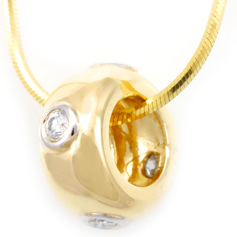 Circle Diamond Slider Pendant in 14K Yellow Gold