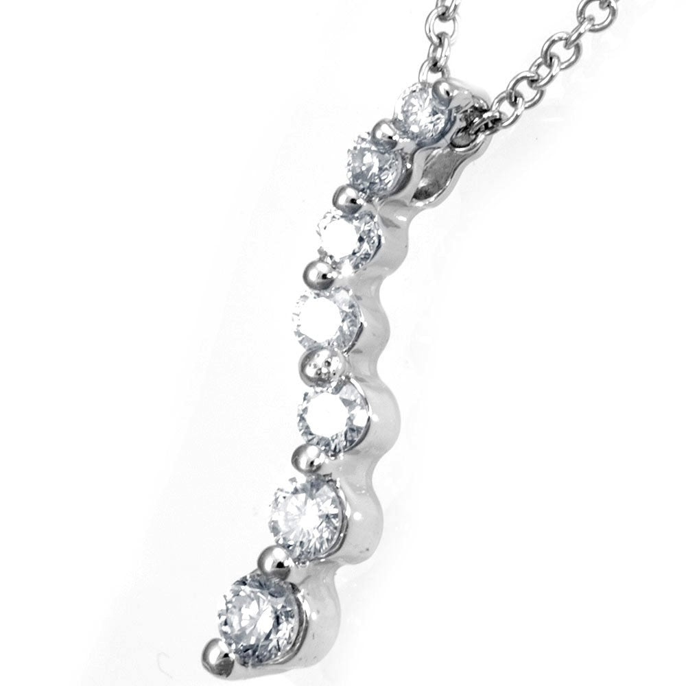 Journey Drop Down Diamond Pendant in 14K White Gold