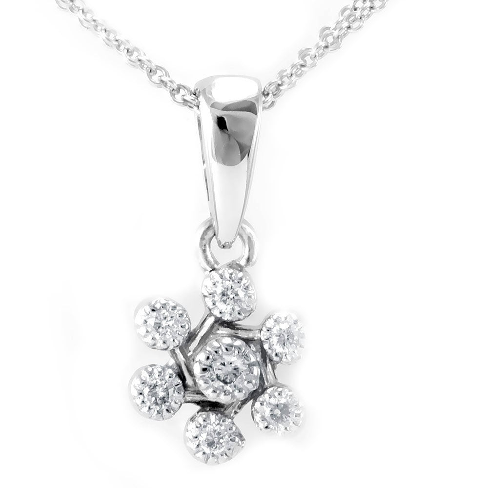 Cluster Diamond Pendant in 14K White Gold