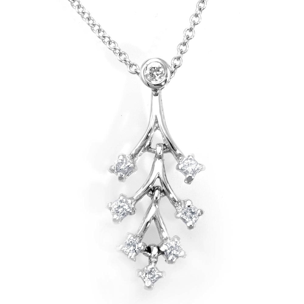 Drop Down Diamond Pendant in 14K White Gold