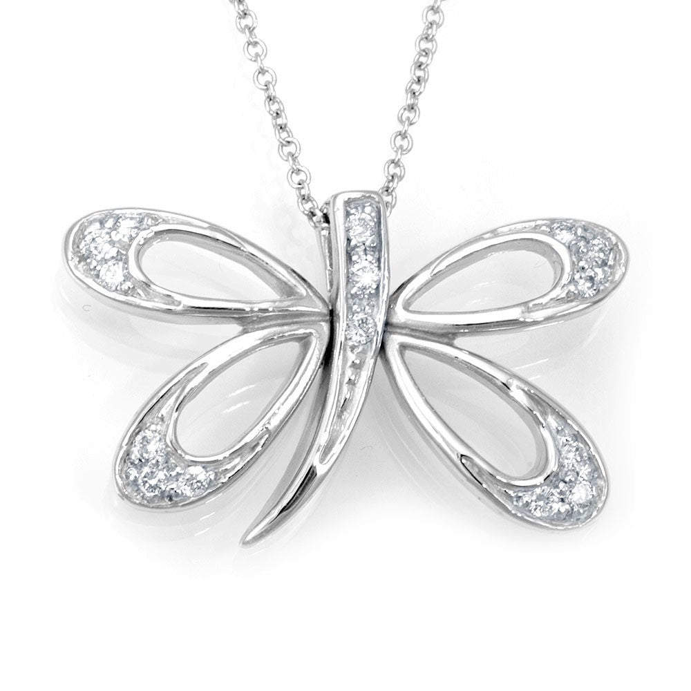 Butterfly Diamond Pendant in 14K White Gold