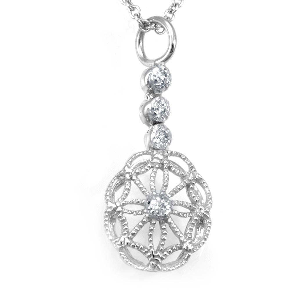 Wheel Diamond Pendant in 14K White Gold