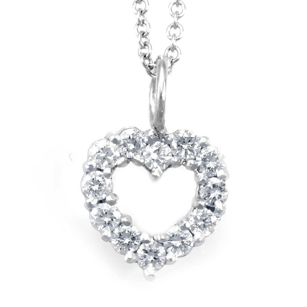 Heart Diamond Pendant in 14K White Gold