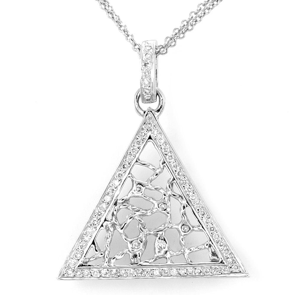 Pyramid Diamond Pendant in 14K White Gold