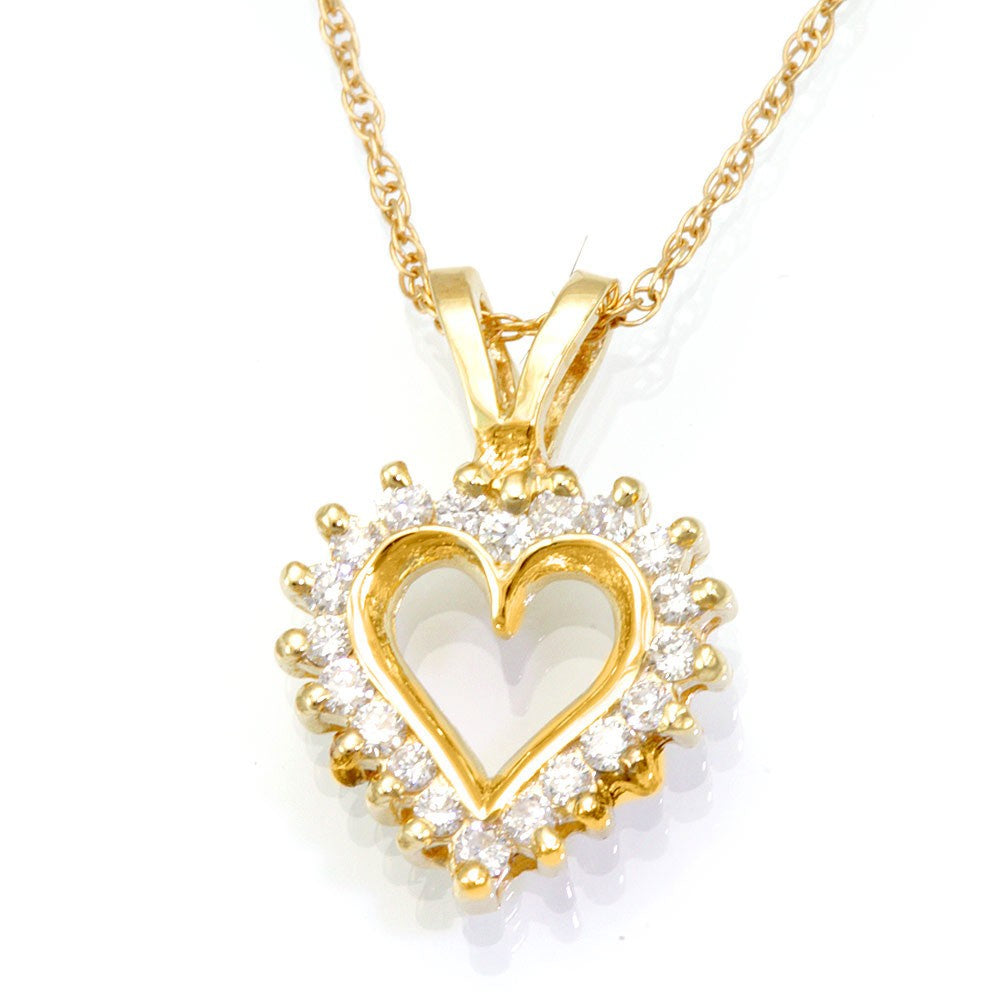 Heart Diamond Pendant in 14K Yellow Gold