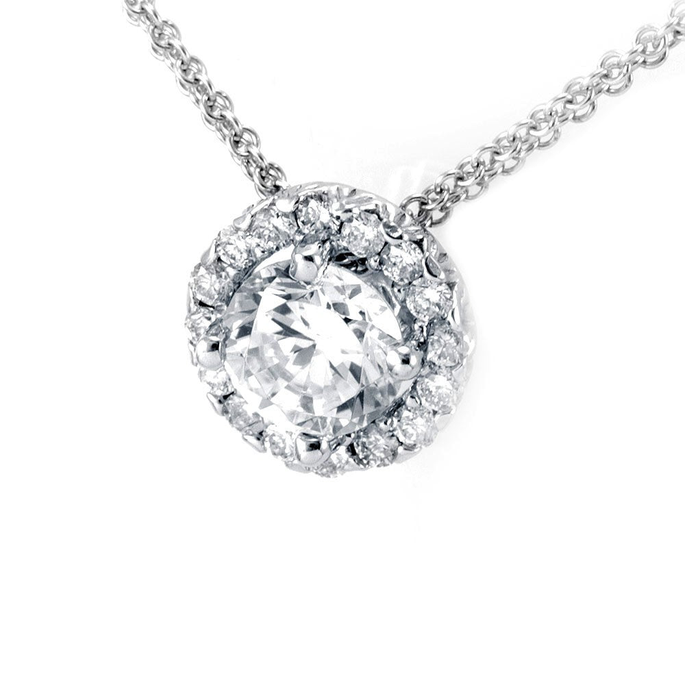 Halo Diamond Pendant in 14K White Gold
