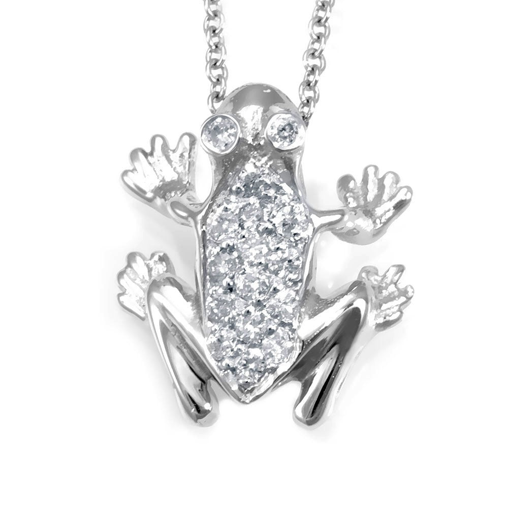 Frog Diamond Pendant in 14K White Gold