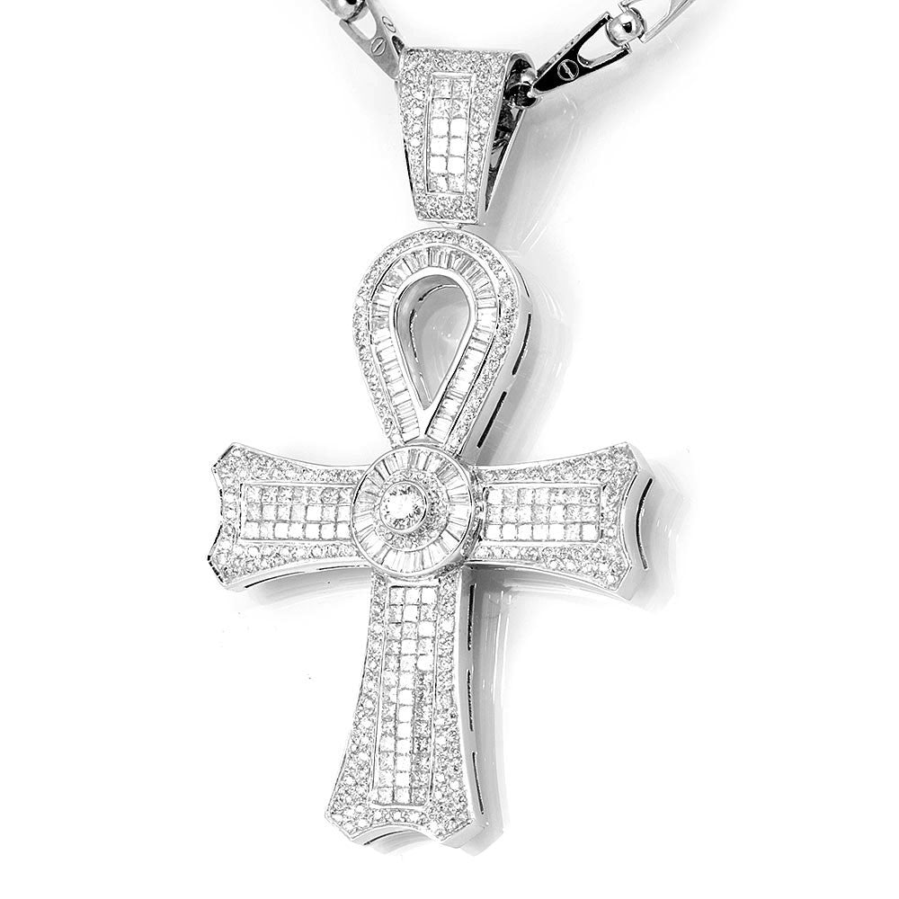 Huge and Heavy Cross Baguette, Round and Princess Diamond Pendant