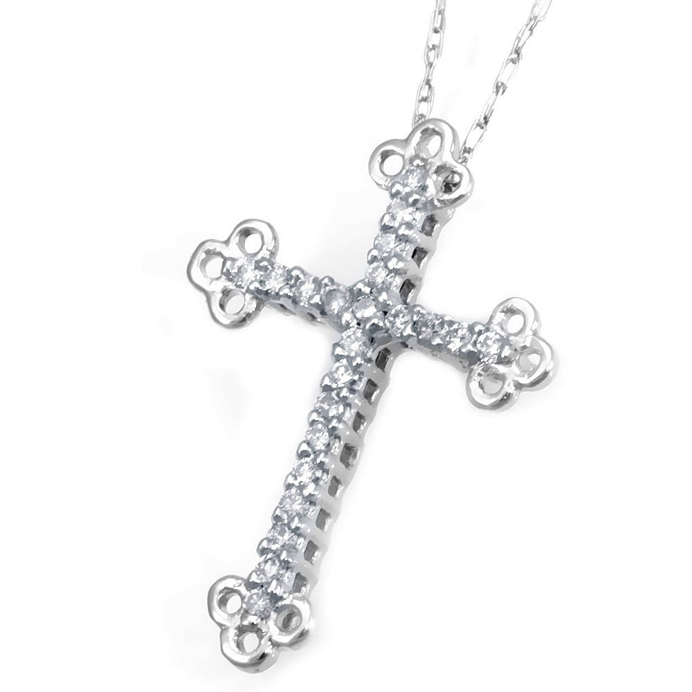 Cross Diamond Pendant in 14K White Gold with chain