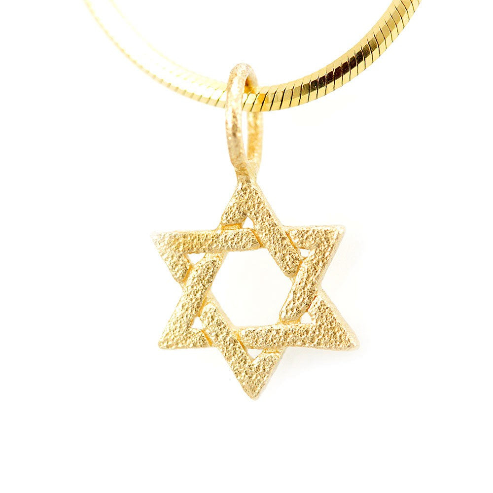 Cut Out Jewish Star of David 14K Yellow Gold Pendant