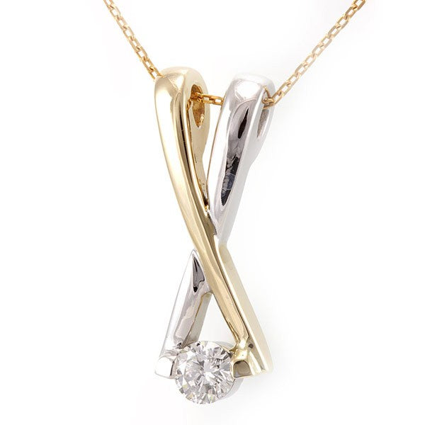 X Diamond Pendant in 14K Two Tone