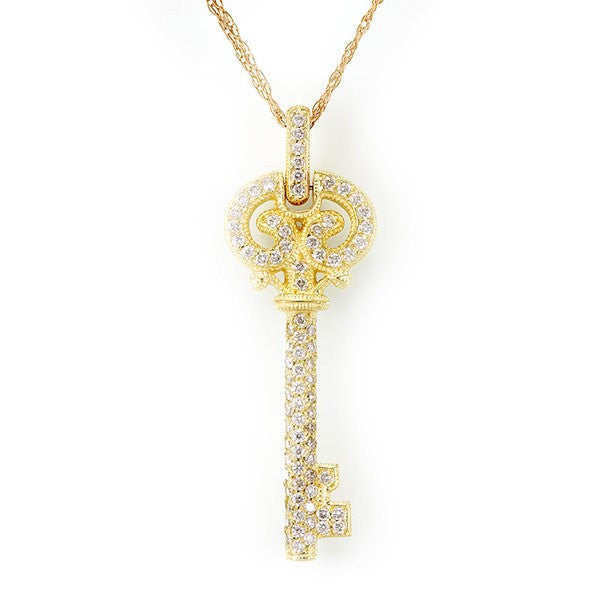 14K Yellow Gold Key Diamond Pendant