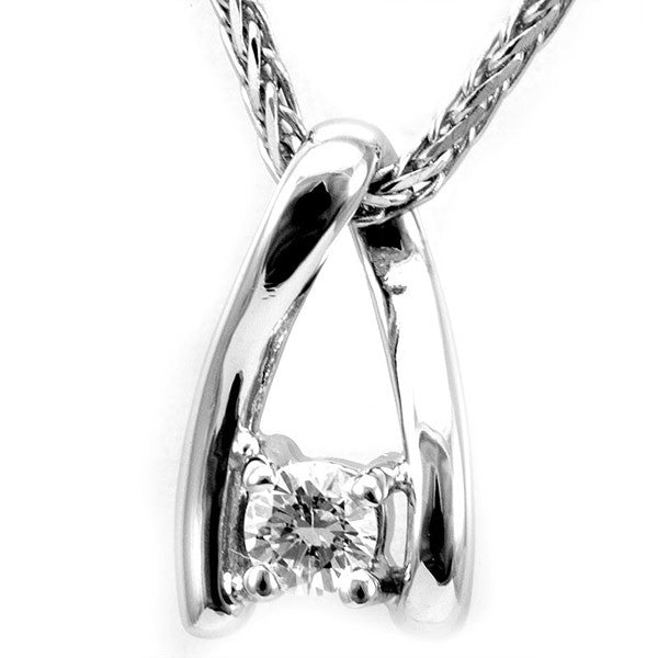 Wishbone Diamond Pendant in 14K White Gold