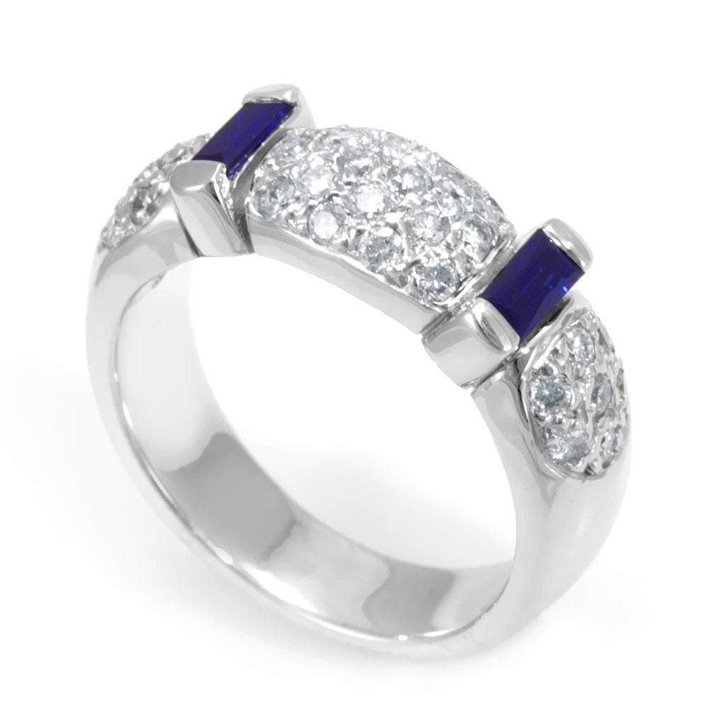18k White Gold Diamond and Sapphire Ring
