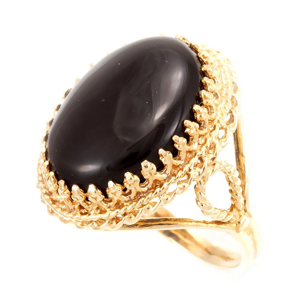 Black Onyx 14K Yellow Gold Ring