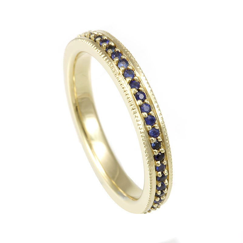 Blue Sapphires in 18K White Gold Eternity Band