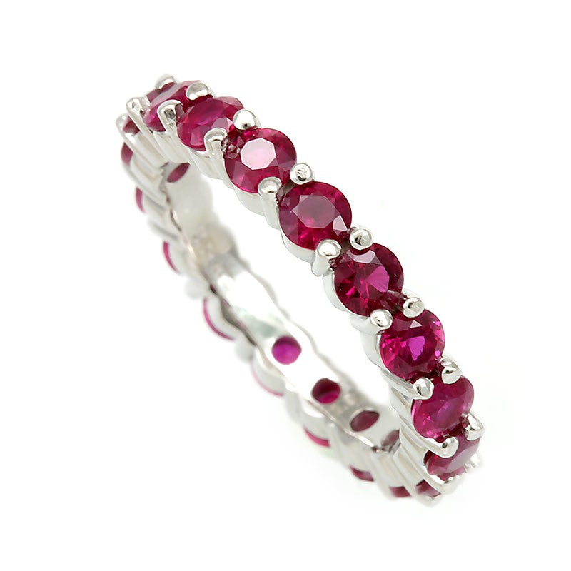 Eternity Ring with Rubies in 14K White Gold