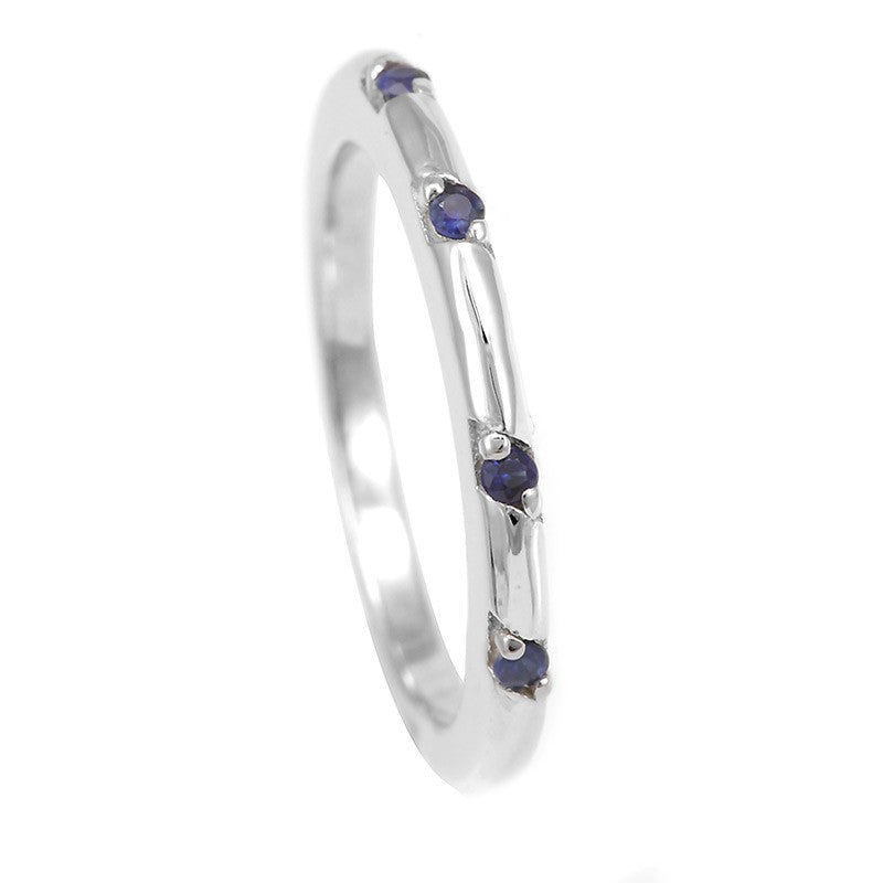 Blue Sapphire Band in 14K White Gold