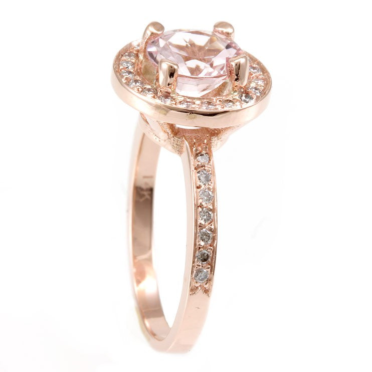 Pink Morganite with Diamond Halo in 14K Rose Gold