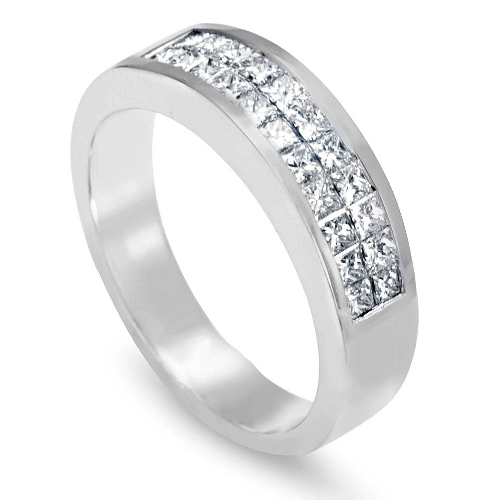 Princess Cut Diamonds Men's Band in 14K White Gold