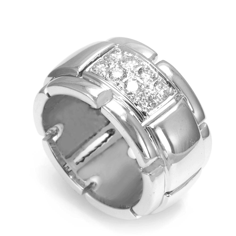 Pave Set Round Diamonds in 14K White Gold Men's Band