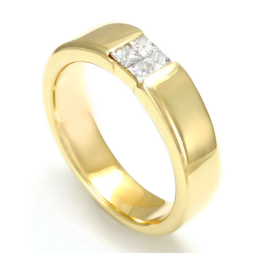 Princess Cut Diamond Men's Band in 14K Yellow Gold