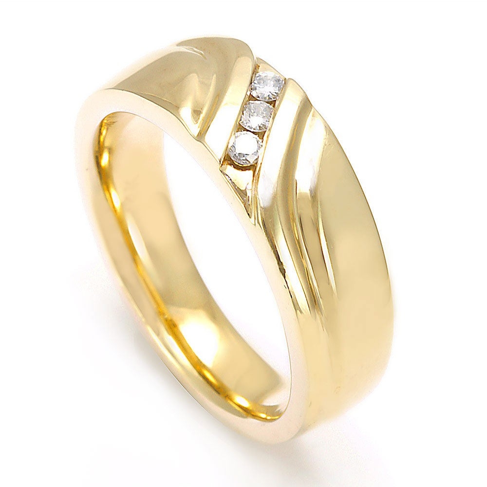 3 Diamond Men's Band in 14K Yellow Gold