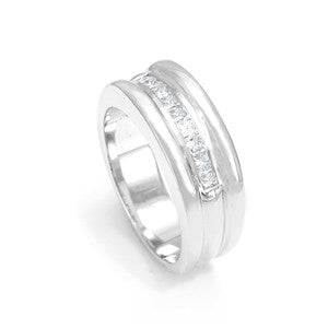 Princess Cut Diamond Men's Band in 14K White Gold