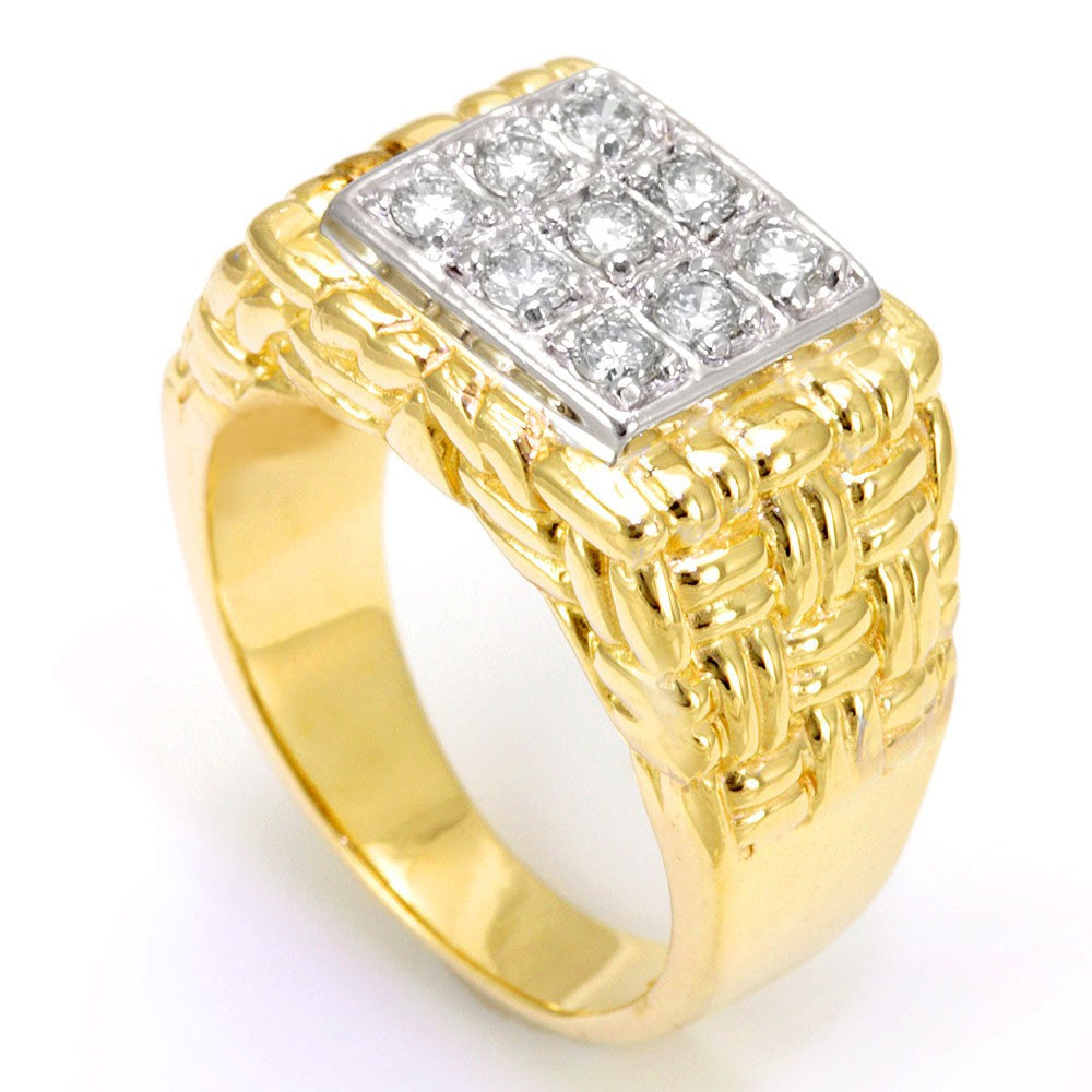 Rolex Design Men's ring with Round Diamonds in 14K Two Tone