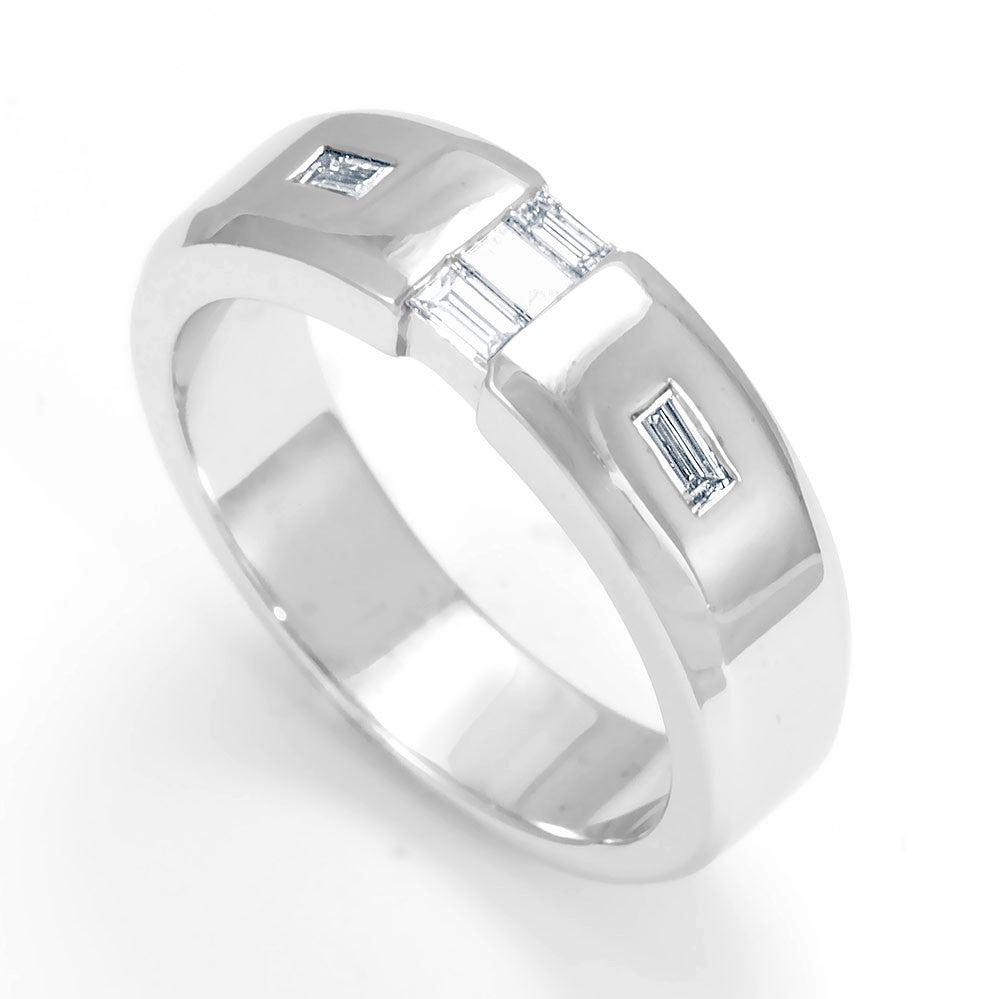 Baguette Diamond Men's Band in 14K White Gold