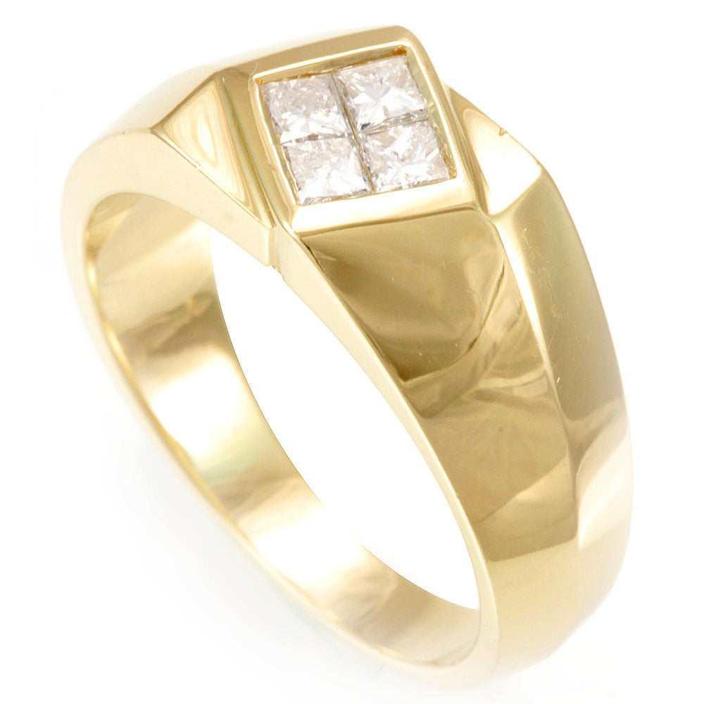 Princess Cut Diamond Men's Ring in 14K Yellow Gold