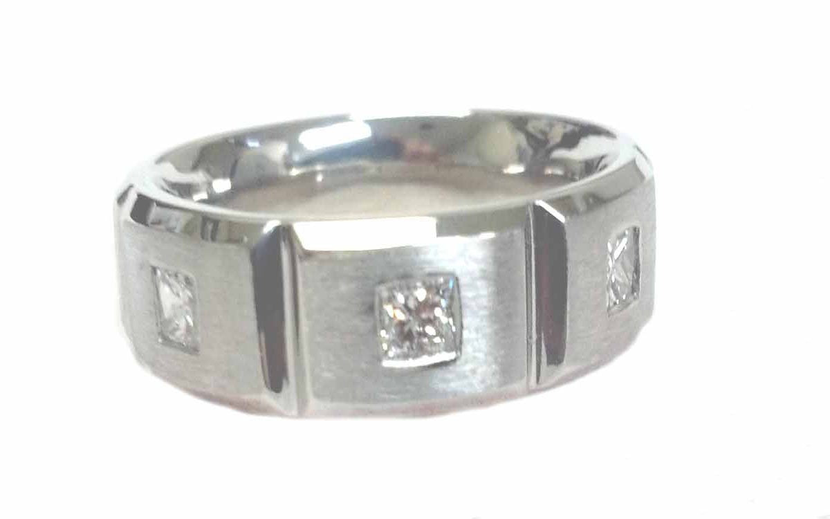 3 Princess Cut Diamond Wedding Band in Platinum