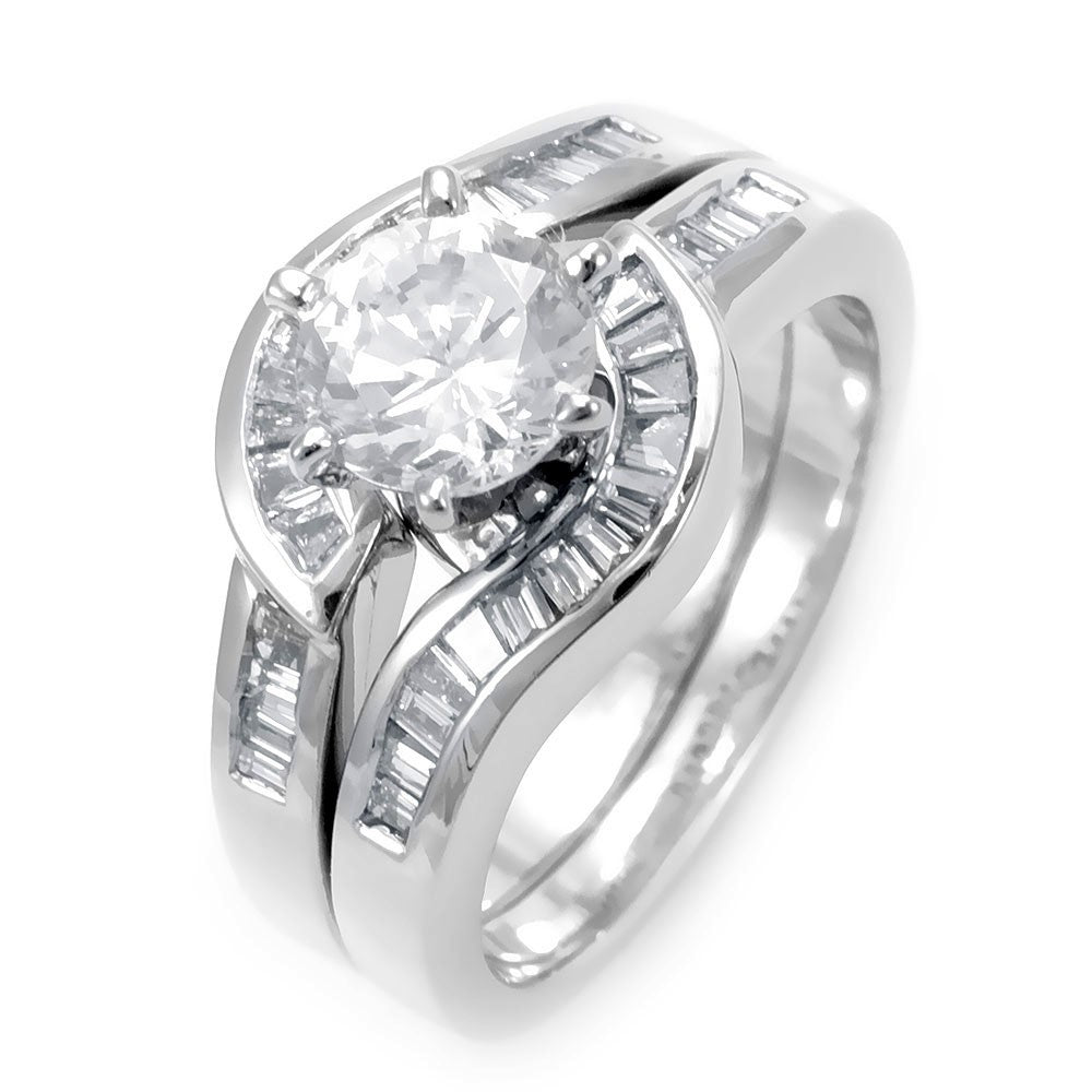 Baguette Diamonds Ring and Band in 14K White Gold