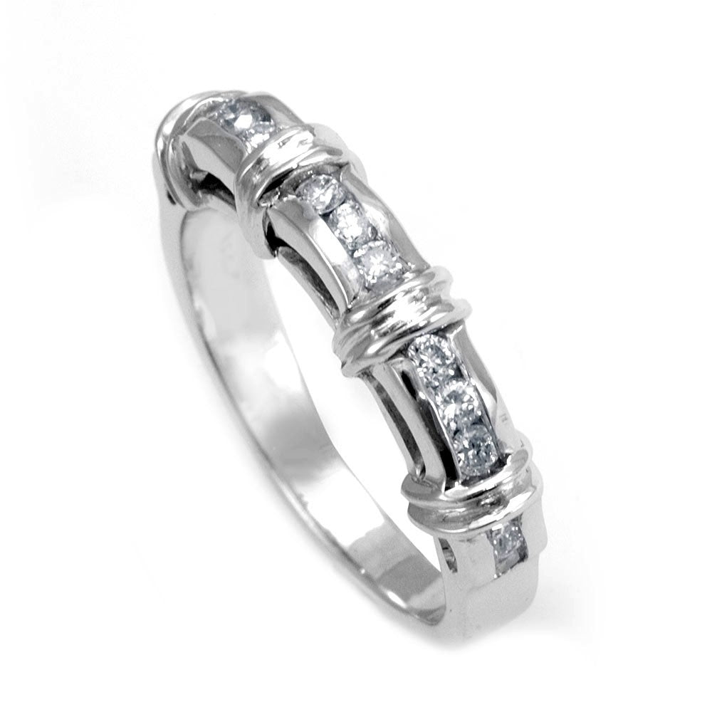 14K White Gold Ladies Band with Channel Set Round Diamonds