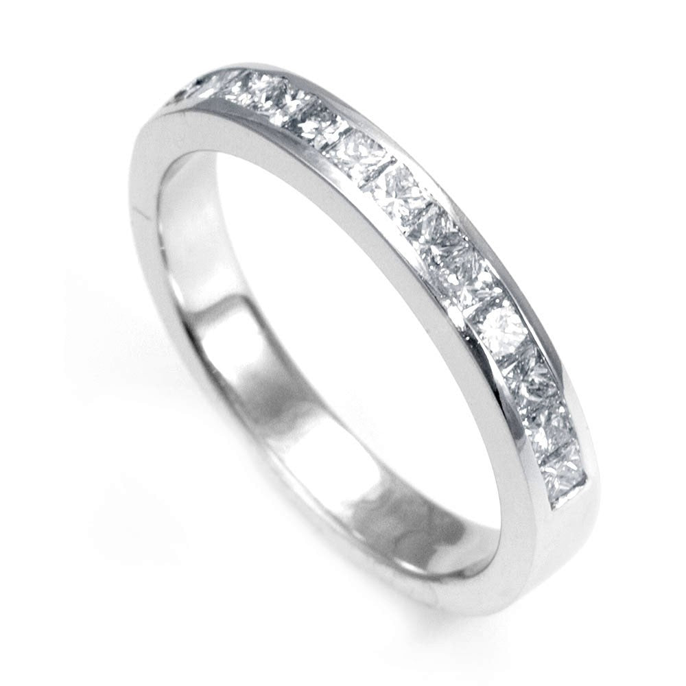 Princess Cut Diamonds Ladies Band in 14K White Gold