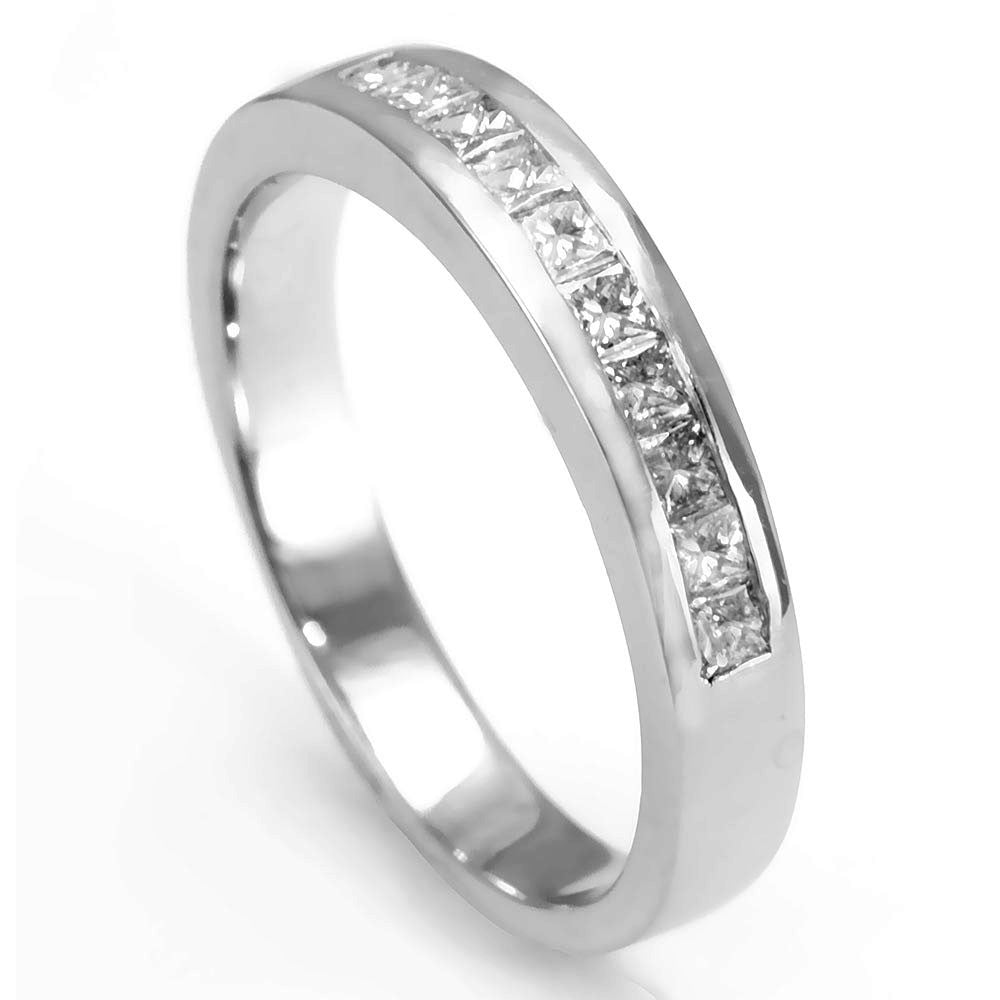 Princess Cut Diamonds Ladies Band in 14K White Gold