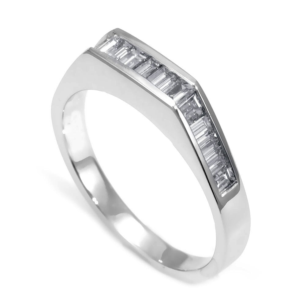 Baguette Diamond Ladies Band in 18K White Gold