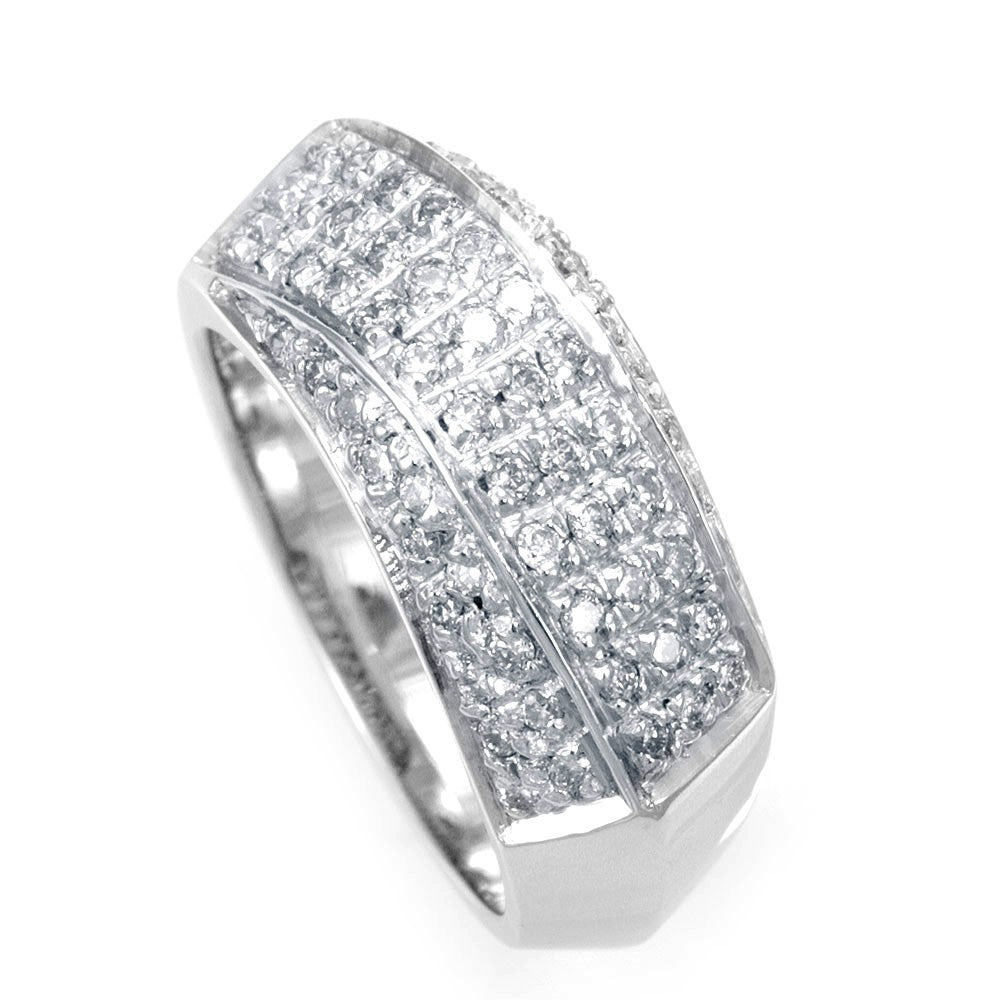 Pave Set Diamonds in 18K White Gold Ladies Band
