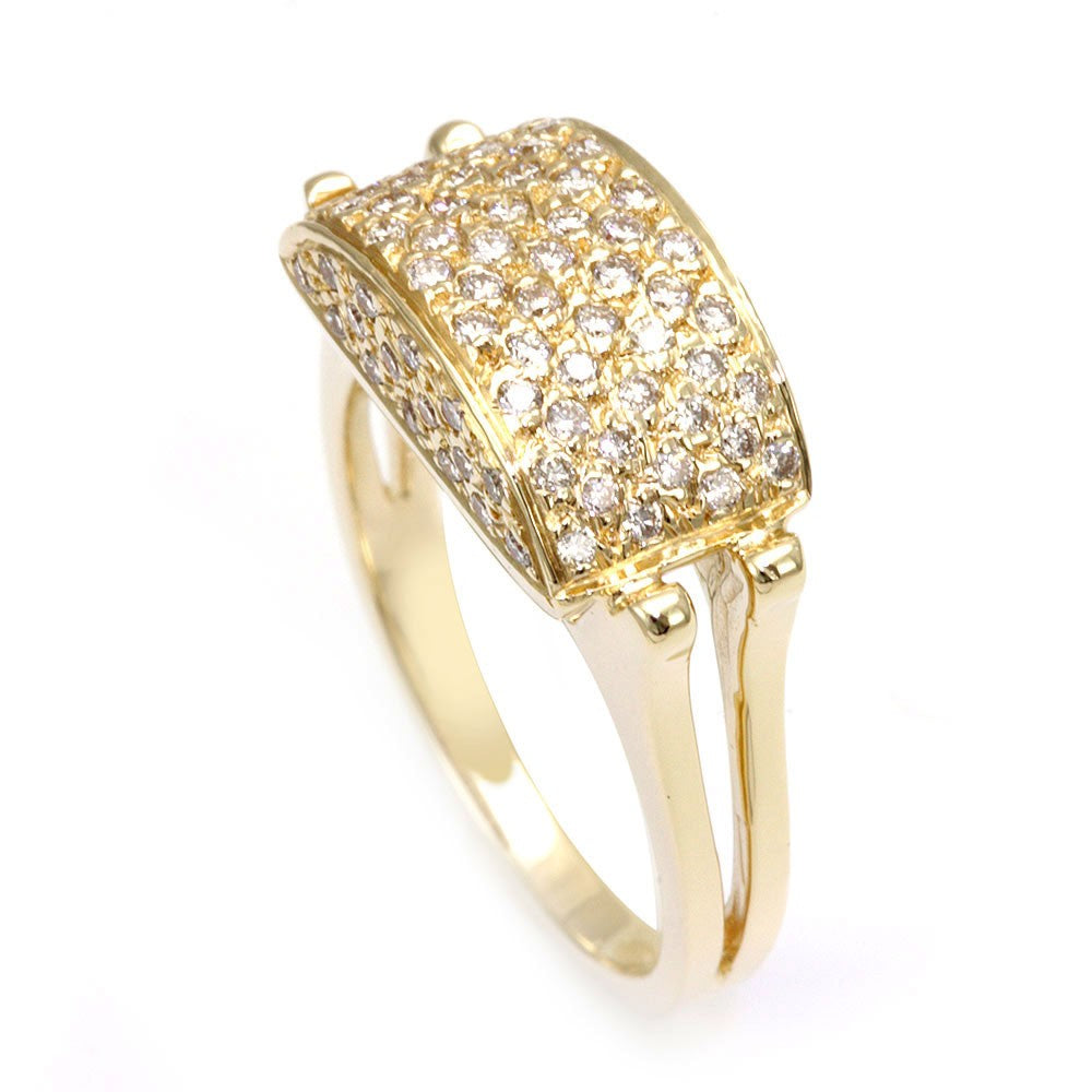 Unique Design 14K Yellow Gold Ladies Ring with Round Diamonds