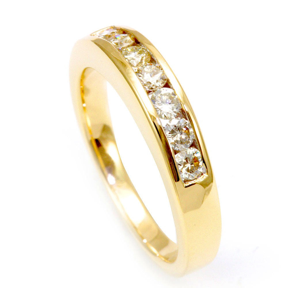 14K Yellow Gold Ladies Band with Channel Set Round Diamonds
