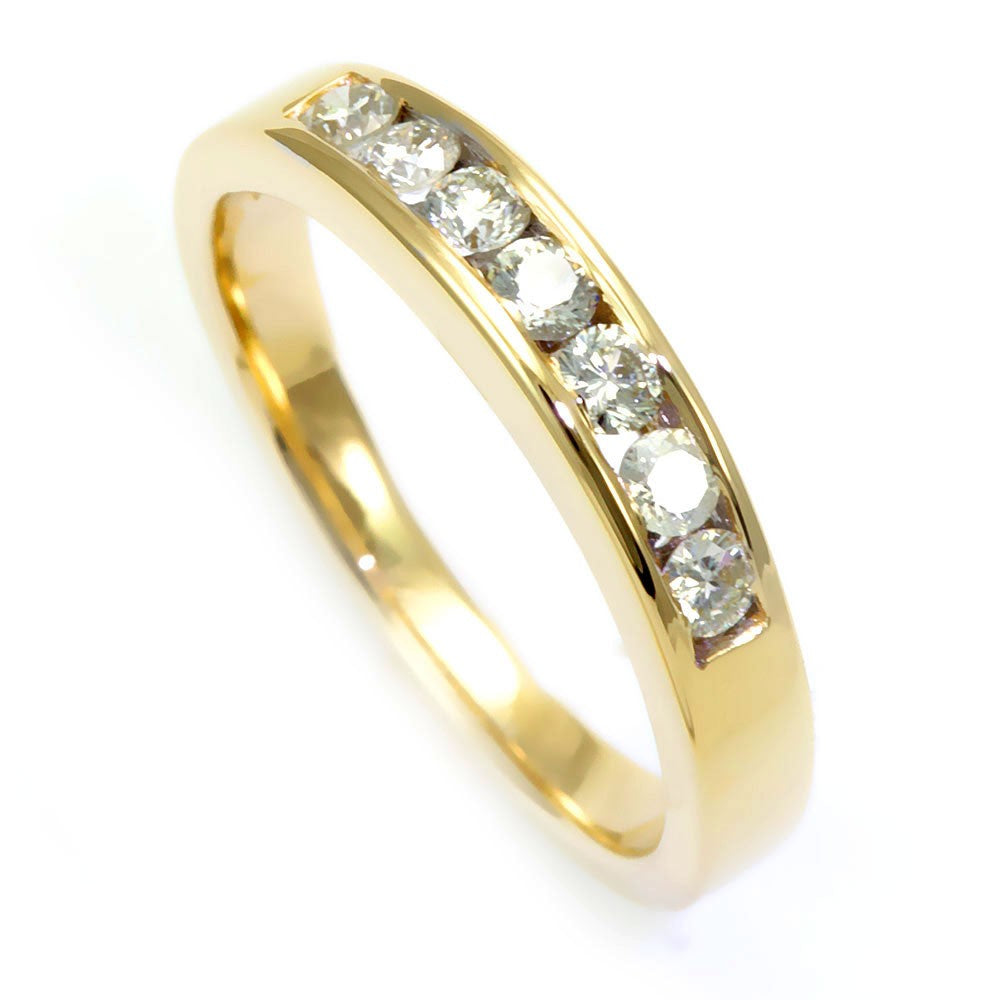 14K Yellow Gold Ladies Band with Channel Set Round Diamonds