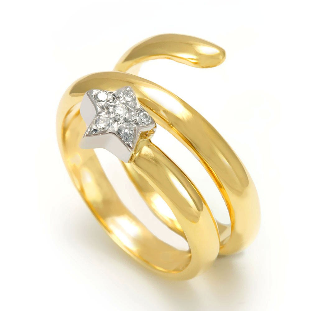 Spiral with Diamond Star Ladies Ring in 14K Two Tone